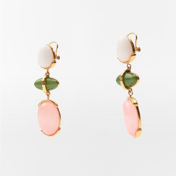✨✨✨Zara Gemstone Pendant earrings NWT 🔥🔥✨💖 - Picture 1 of 3